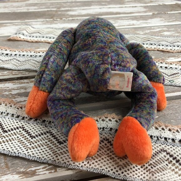 Ty Beanie Babies Bananas 2000 Plush Monkey Multicolor Orange Purple - Picture 5 of 7